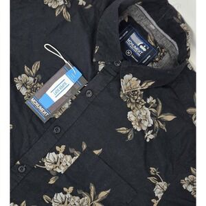 NEW Monument Shirt Men's Medium Black Floral Hawaiian Short Sleeve Button Up NWT
